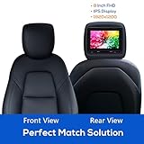 THEVRSE 8 Inch Interactive Dual Screen Headrest System for Tesla Model-Y-3 Rear Seat Entertainment (2 Pack, OEM Black with 2 PCS IR Headphones & Game Controllers)