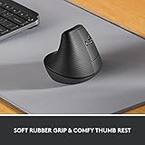 Logitech Lift Vertical Ergonomic Mouse, Wireless, Bluetooth or Logi Bolt USB receiver, Quiet clicks, 4 buttons, compatible with Windows/macOS/iPadOS, Laptop, PC - Graphite