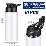 CHENGU 10 Pieces Water Bottle Bulk 20 oz Aluminum Reusable Bottles Lightweight Snap Lid Water Cups Easy Carry Leak Proof Travel Tumbler for Gym Sports Camping Hiking Fishing (White)