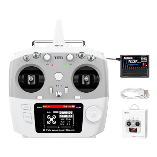 Radiolink T12D 12 Channels RC Transmitter and R12F Receiver, Support ELRS Long-Range Module, 2.4GHz Remote Radio Controller for RC Airplane, Drone, Car, Boat and More (Mode 2 Left Throttle)