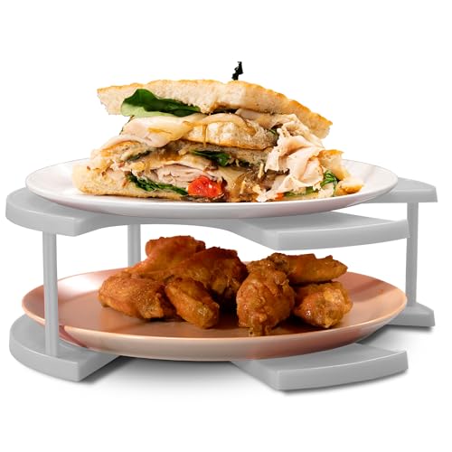 DoubleWave Neutral Standard two tier microwave plate stacker | Microwave folding tray for better cooking efficiency | Food Grade Safe and BPA Free plate stacker for health conscious families (Large)