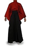 Edoten Japanese Samurai Hakama Uniform Traditional Japanese Clothing Kimono RD×BK S