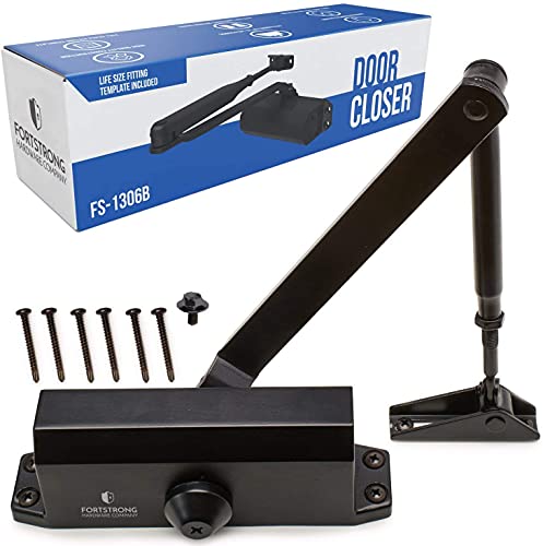 FORTSTRONG Door Closer (Black) - Automatic Door Closer Commercial or Residential - Adjustable Grade 3 Size Spring - UL Listed ADA Commercial Hydraulic Door Closers Certified