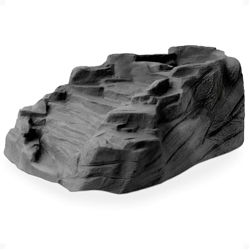 Algreen Products Tranquility Lightweight Polyethylene Outdoor Water Fountain Rock Waterfall for Garden, Pond, and Backyard, Gray