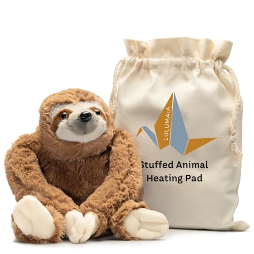 Lulumaia Sloth Heating Pad Stuffed Animal Microwavable Heating Pads for Menstrual Cramps Long-Lasting and Reusable Plush Microwavable Animal for Soothing Comfort During Periods Cramps (Cuddly Sloth)