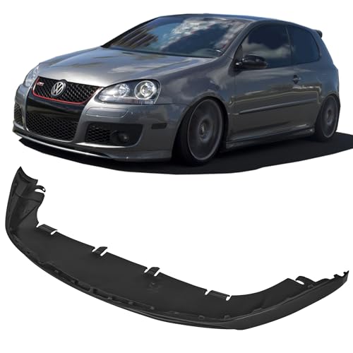 GT-Speed Compatible with/Replacement for Front Bumper Lip, V Style PU Front Lip Spoiler Black, Fits 2006 2007 2008 2009 Volkswagen Golf GTI Jetta MK5 Only (Not Compatible with Rabbit)