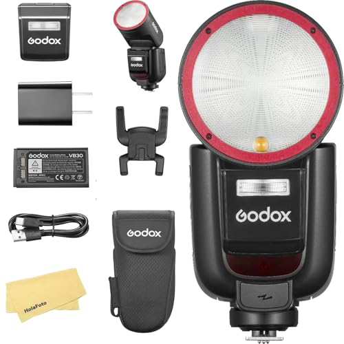 Godox V1 Pro N V1Pro-N USA Version Camera Flash for Nikon Camera Flash Speedlite Speedlight,76Ws 2.4G TTL 1/8000 HSS,500 Full Power Flashes,1.3s Recycle Time,2980mAh Li-ion Battery,LED Modeling Lamp
