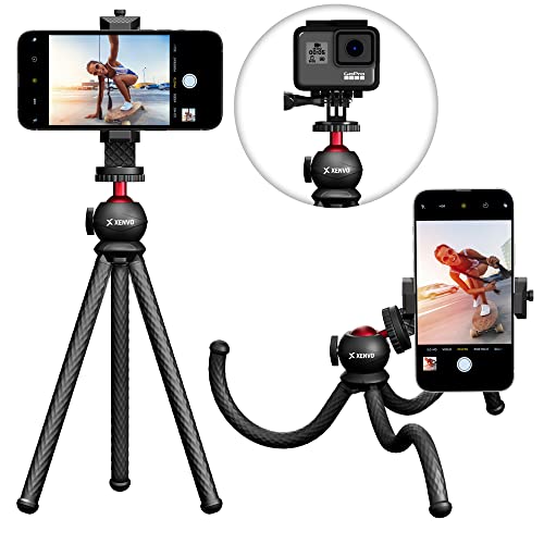 Xenvo SquidGrip Flexible Cell Phone Tripod and Portable Action Camera Holder - Compatible with iPhone, GoPro, Android, Samsung, Google Pixel and All Mobile Phones Red