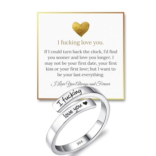 Hope Rings - I F♡cking Love You Ring - Adjustable Silver Promise - Hypoallergenic - 304 Stainless Steel for Women - Love with Note
