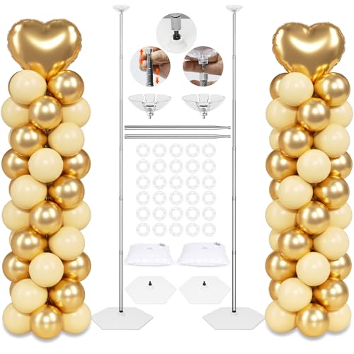 Toosci 2025 Upgraded Balloon Column Stand Kit, 7 Feet Height Adjustable Balloon Tower Pillar with Reusable Metal Telescopic Design for Graduation, Wedding, Baby Shower, Birthday Party Decoration
