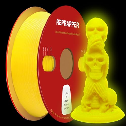 RepRapper Glow in The Dark Green PLA Filament 1.75mm (+- 0.03mm) 2.2lb (1kg) for 3D Printer, Phosphorescent Glow PLA Yellow Color