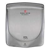 World Dryer Q-973A VERDEdri Commericial Hi-Speed Quick-Dry Surface-Mounted ADA Compliant Hand Dryer, Stainless Steel Cover Brushed, Universal Voltage 110-240V