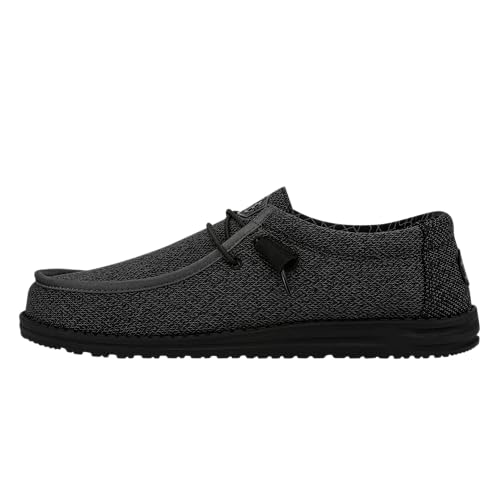 Hey Dude Men's Wally Sox Micro Total Black Size 11 | Men's Slip On Shoes | Comfortable & Light-Weight