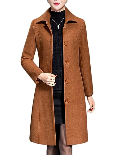 Jenkoon Women's Wool Trench Coat Winter Long Thick Overcoat Walker Coat (Caramel, Medium)