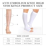 Sintege 4 Pairs Open Toe Anti Embolism Compression Stockings 15-20mmHg TED Hose Compression Socks 18mmHg Toeless Knee Socks for Women Men Swelling(L/xl)