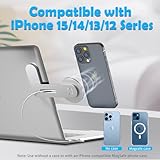 Laptop Phone Holder,15W Fast Wireless Charger Magnetic Phone Holder for Laptop,Adjustable Phone Monitor Side Mount for iPhone 15/14/13/12 Series,Slim Portable Computer Expansion Bracket,Sliver