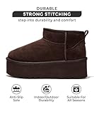 Project Cloud 100% Genuine Suede Leather Ankle Boots for Women - Fur Boots Memory Foam Womens Boots - Anti-Slip Mini Platform Boots, Lightweight Winter Boots for Women Snow Boots (Huggy, Brown, 7.5)