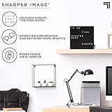 Sharper Image® LED Light-Up Word Clock, 7.75" Modern Design, Electronic Accent Wall or Desk Clock, USB Cord & Power Adapter, Unique Contemporary Home & Office Decor, Easy Setup, Housewarming Gift