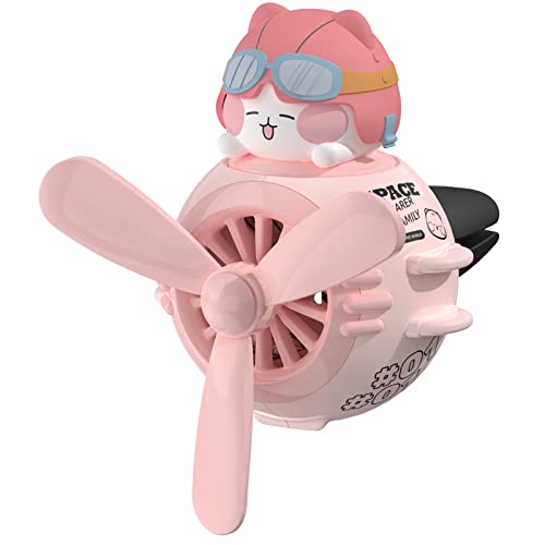 Car Air Fresheners Cute Pilot Cat Car Diffuser Rotating Propeller Cartoon Automotive Air Outlet Fan Creative Car Perfume Decoration Automotive Air Fresheners for Cars