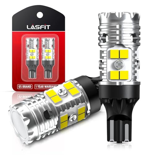 LASFIT 921 LED Bulb Reverse Lights, 912 T15 Back Up Light CANBUS Error Free W16W 906 Reversing Bulb 904 916 6000K Xenon White New Upgrade Design, Plug and Play (Pack of 2)