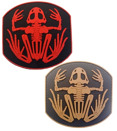 EnigmaGlow 2 Pcs Navy Seal Team Skeleton Frog Frogman Patch 3D PVC Rubber Applique Emblem Hook Backed