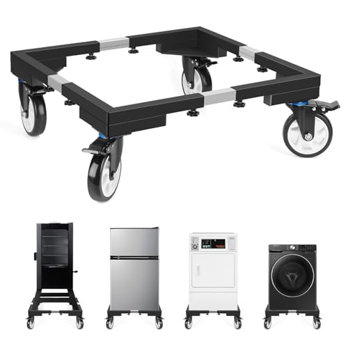 Aukivon 1280lbs All Steel 8.5 Inch Smoker Stand & Laundry Pedestal with 5 inch Wheels, Washer Dryer Pedestal with Shock Absorption, Universal Mobile Stand for Washer,Dryer,Refrigerator,Electric Smoker