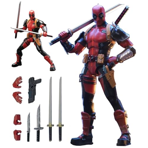 LonullyMege 7 Inch Super War-Game Series Dead Pool Action Figure with Lots of Accessories Collectible Movable Toy(1/10 Scale)