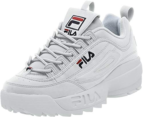 Fila Men's Strada Disruptor fashion sneakers, White/Peacoat/Vinred, 8.5 US