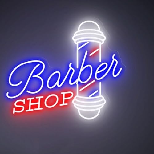 Dimmable LED Barber Neon Sign for Barber Shop Wall and Window Decor,Reusable Acrylic Material Hair Salon Barber Studio Open Light Up Sign Gifts for Hairdresser 13x11in
