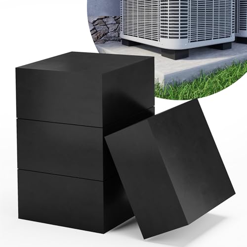 GCGOODS Rubber Anti-Vibration Pads, 4" x 4" x 2" Vibration Isolation Mats, 4 PCS Square Non-Slip Rubber Blocks for Central Air Conditioner Outdoor Unit, HVAC, AC Unit, Air Compressor, Black