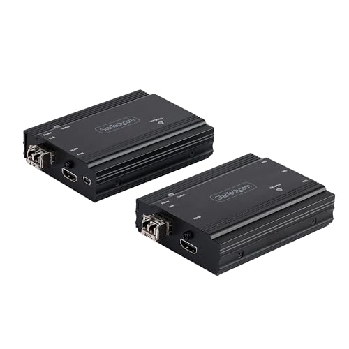StarTech.com 4K HDMI KVM Extender Over Fiber - HDMI Video & USB Remote KVM Switch/Console Extender - up to 984ft/300m (MultiMode) - 2X 10G MMF SFP+ modules - KVM Extension Kit (TX/RX), TAA