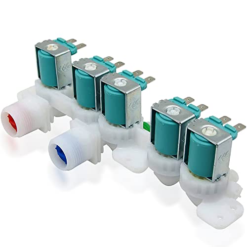 DC97-15459G Water Inlet Valve Assembly Fit for Samsung Washer, Replaces AP5623056 PS4220861 EAP4220861 3276197 WA45H7000AW WA48H7400AW（Upgraded 5-Solenoid Design, Leak-Proof)）