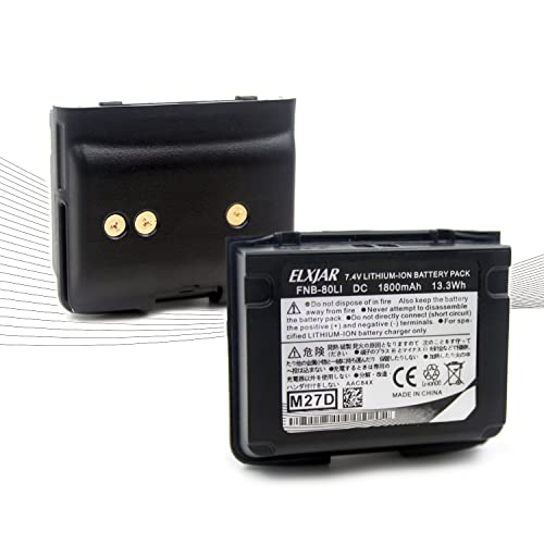 elxjar (2-Pack) 7.4V 1800mAh Battery Replacement for Yaesu FNB-58, FNB-80, VX-6, VX-7R, VXA-700 Radios