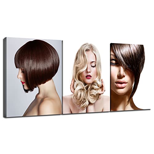 Hair Salon Wall Art Hair Wall Decor Fashion Beauty Hairstyle Salon Canvas Print Picture Modern Style Painting for Barbershop Beauty Salon Home Decor Poster for Frame Ready to Hang(48''Wx22''H)
