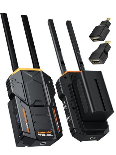 Lemorele Wireless HDMI Video Transmission System with 2*4400mAh Battery 656FT/200M Range, Loop Out, IR Backhaul, 2.4/5.8G 1080P Full HD, Up to 4 Receiver for Photography, Videography, Cinematography