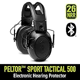 Peltor Sport Tactical 500 Smart Electronic Hearing Protector, Bluetooth Wireless Ear Muffs, NRR 26 dB, Bluetooth Headphones With Recessed Microphone, Ideal For Range, Shooting & Hunting (TAC500-OTH)