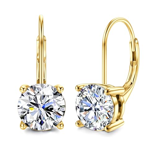 Blahanna Moissanite Earrings,1.0ct-2.0ct D Color Brilliant Round Cut Earrings Sterling Silver Dangle Earring Hoop Moissanite Leverback Drop 2