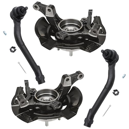 Detroit Axle - 2.4L Front 4pc Steering Knuckles Kit for 2011 Hyundai Sonata, 2 Steering Knuckles & Wheel Bearing Hubs 2 Outer Tie Rods [Sport Suspension] Replacement