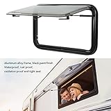 RV Push Out Window, UV Proof Camper Acrylic Glass Hinged Window Replacement with Screen, Sun Shade, Caravan Motorhome External Exit Window for Replace