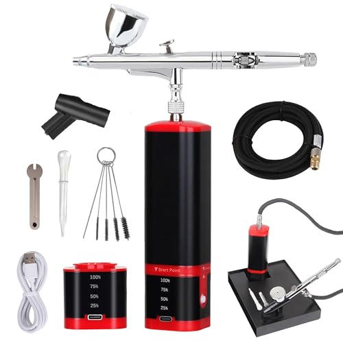 Cordless Airbrush kit with air Brush Holder Replaceable Battery Powered Portable handhold Mini air Brush Compressor for Barber,Nail,Cake,Miniature,Model,Leather Art