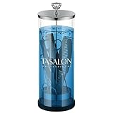 TASALON Barber Jar (45.5 oz) with Crystal Handle - Disinfectant Jar for Salon, Spa and Manicure Shop - Durable Glass and Sterilizing Container with Removable Stainless Steel Basket - Large