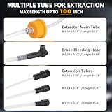 FOUR UNCLES 6L Maunal Oil Extractor Pump - Fluid Extractor with 59" Main Hose, Three 41" Extension Tubes for Automotive Oil Change, a Brake Bleeding Hose for Brake Fluid Change