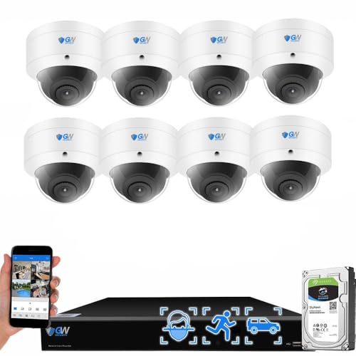 GW Security 16 Channel H.265+ PoE 12MP NVR 4K Security Camera System with 8 x 4K (8MP) Face Recognition/Human/Vehicle Detection Outdoor Indoor Microphone Dome IP Camera, 10+ Smart AI Functions