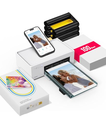 Liene 4x6'' Photo Printer, Phone Printer 100 Sheets & 3 Cartridges, Full-Color Photo, Portable Instant Photo Printer for iPhone Android, Thermal Dye Sublimation, Wi-Fi Picture Printer 100 Papers