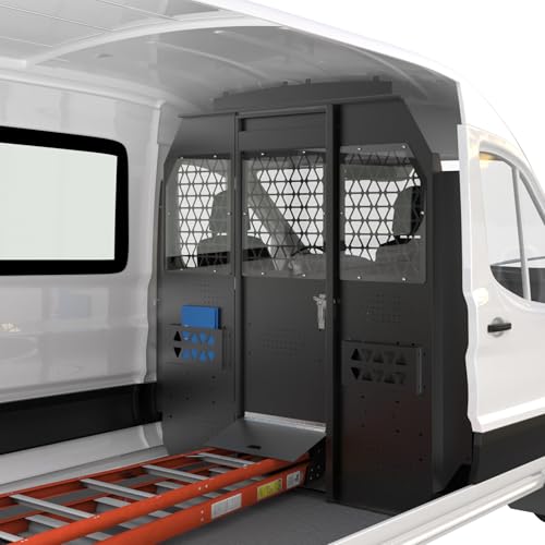 MELIPRON Van Partition Bulkhead Fit for Ford Transit 150 250 350 Mid Roof with Door Handle, Acrylic Custom Window Board