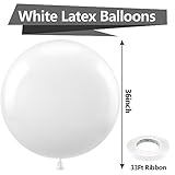 Bezente White Giant Balloons 36 Inch - 8 Pack Jumbo White Balloons Large Round White Latex Balloons for Photo Shoot Birthday Baby Shower Wedding Party Decorations