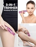 unibono 3-in-1 Electric Razor for Women - Waterproof Women Bikini Trimmer,Rechargeable Electric Shaver for Women,Pubic Hair Trimmer Women,Personal Trimmer Groomer for Body Hair (Rose Red, RR-1)