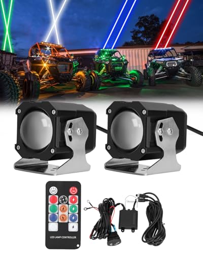 Whipless LED Whip Lights, 2 PCS Upgraded Spot Beam Pod Lights, 3937 FT Range RGB Chasing Whipless Whip Light Kit, Compatible with UTV ATV Polaris RZR Can-Am Maverick X3 Cfmoto Kawasaki SXS Jeep Truck