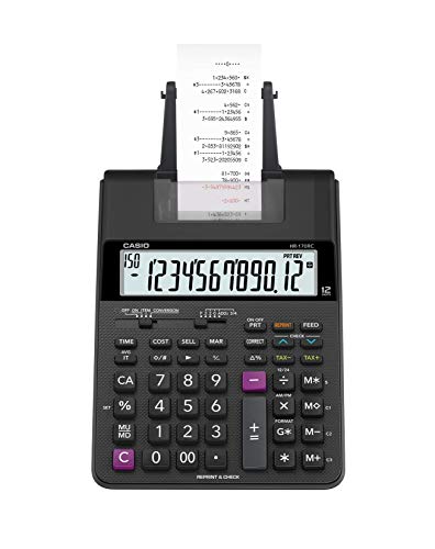Casio HR-170RC Plus – Mini Desktop Printing Calculator | Check & Correct, Cost/Sell/Margin, Dual-Color Print | Ideal for Taxes, Bookkeeping & Accounting Tasks
