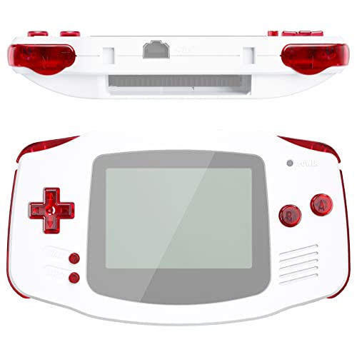 eXtremeRate Clear Red Replacement Full Set Buttons for Gameboy Advance GBA - Handheld Game Console NOT Included